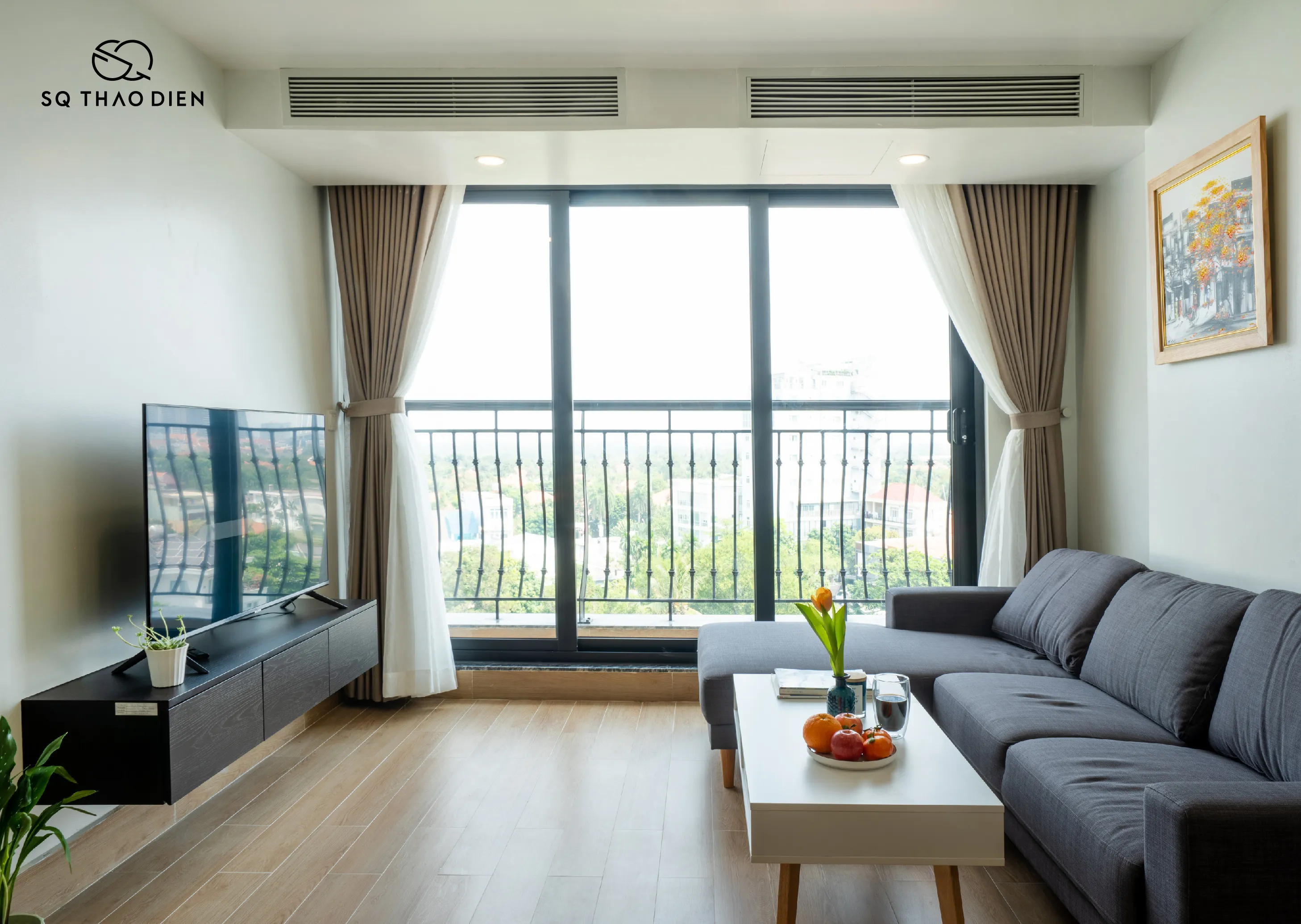 Spacious Balcony One Bedroom SQ Thao Dien Serviced Apartment For Rent in HCMC 65sqm 1,150 USD/month